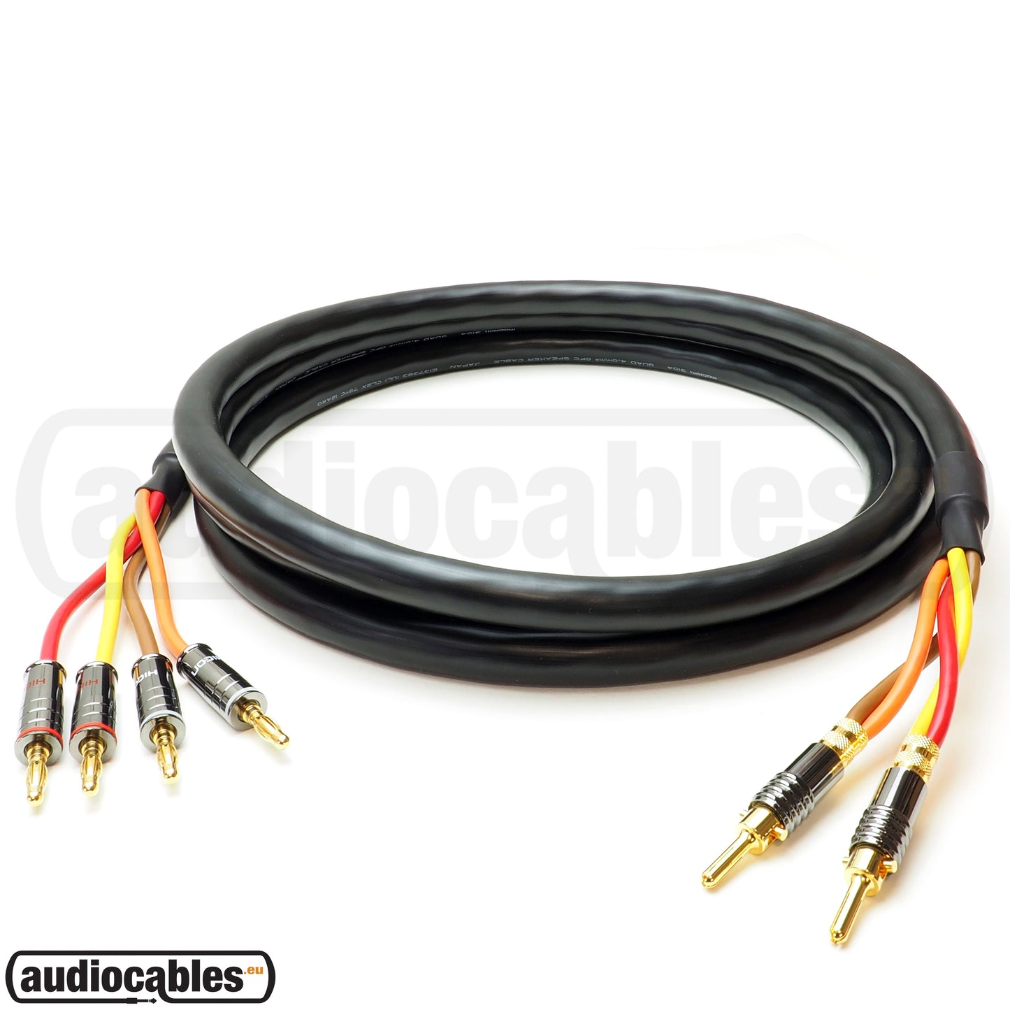 Mogami 3104 Speaker Cable - Bi-Wire Connection w/ Hicon Banana Connectors
